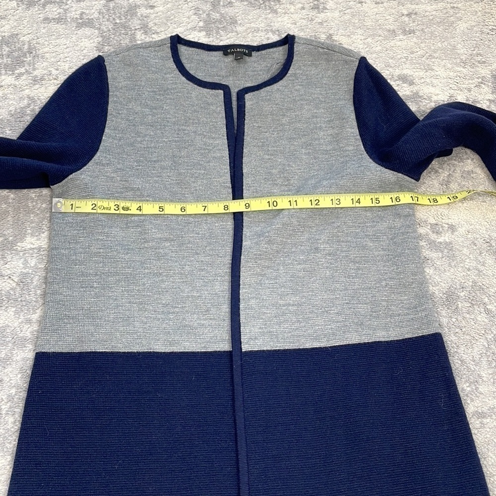 Talbots Wool Blend Color Block Open Front Cardiga… - image 8